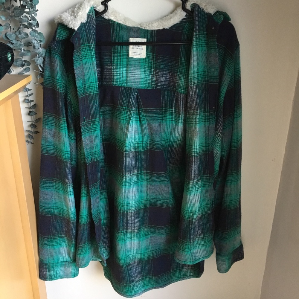 American Eagle hooded flannel